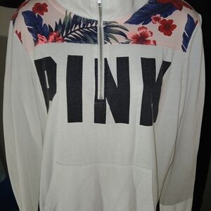 PINK VS White and Black Floral Half Zip Pullover